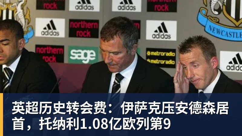 英超历史转会费：伊萨克压安德森居首，托纳利1.08亿欧列第9