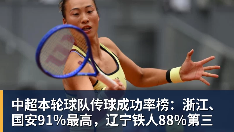 中超本轮球队传球成功率榜：浙江、国安91%最高，辽宁铁人88%第三